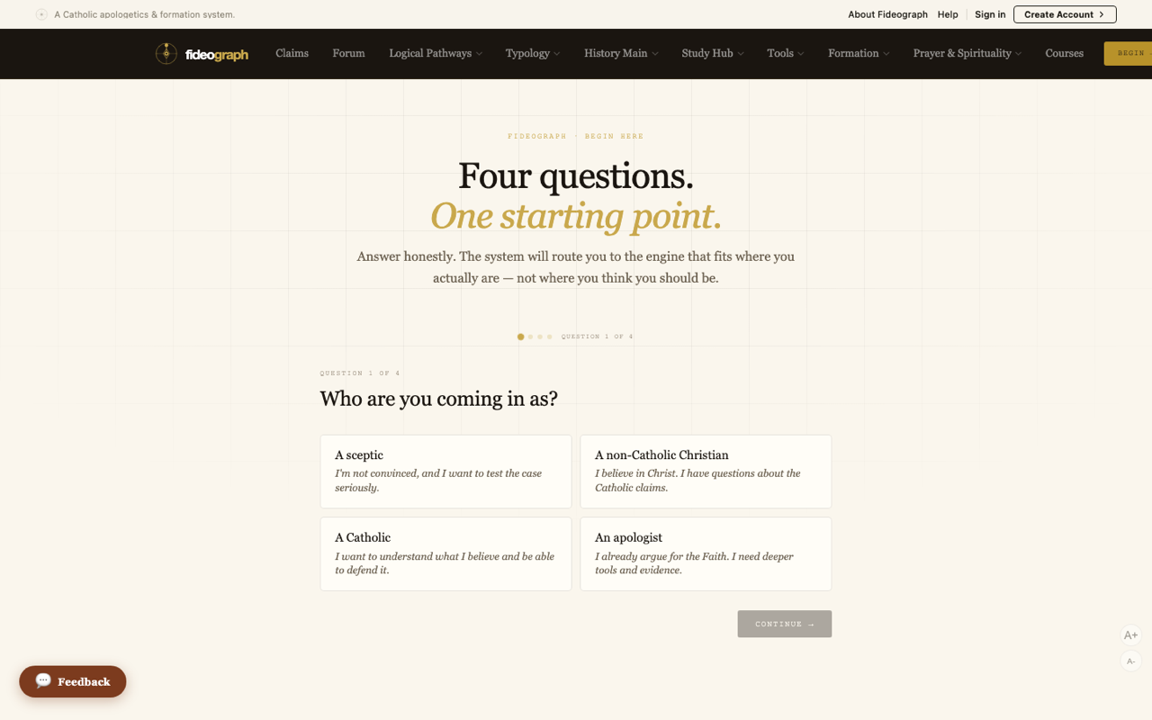 Four-question archetype intake — Who are you coming in as?
